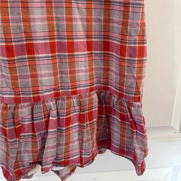 Madewell Plaid Ruffle XL Hero Plaid Popover dress w ruffle sleeve cotton blend - Picture 6 of 11